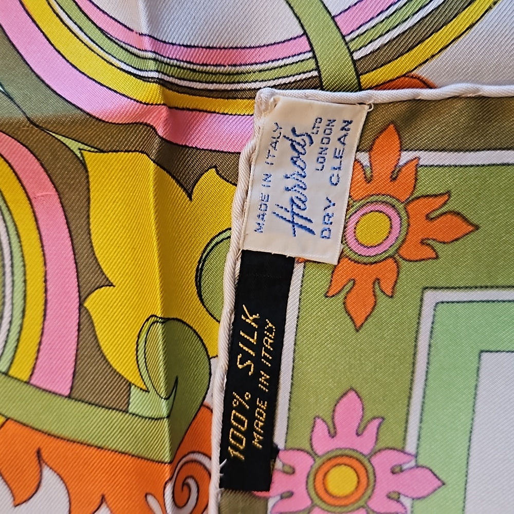 Vintage Harrods London Silk Scarf Made in Italy - Picture 2 of 9